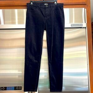 J Crew stretch straight leg cut velvet black pants size 28